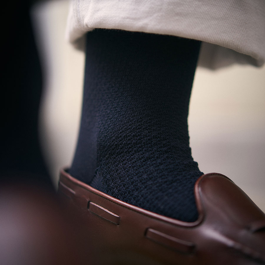 Chaussettes nid d'abeille bleues marine p