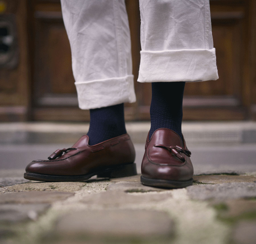 Chaussettes nid d'abeille bleues marine pour hommes