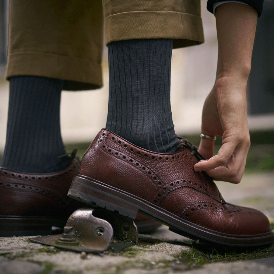 Chaussettes côtelées grises 3