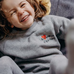 Sweat Enfant bio "Ensemble c'est tout" Gris chiné