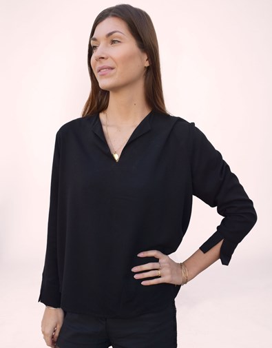 Blouse manches longues noire - 100% Ecovero - Zou