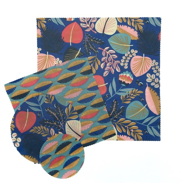 kit découverte / Exotico Blue - 4 wraps réutilisables en cire d'abeille, 100% MADE IN FRANCE 2