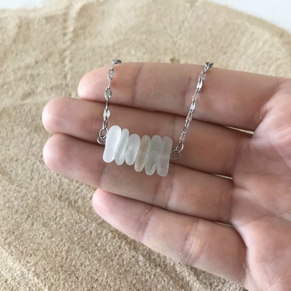 Collier RIVAGE en verre dépoli des plages - PIÈCE UNIQUE ALÉATOIRE 3