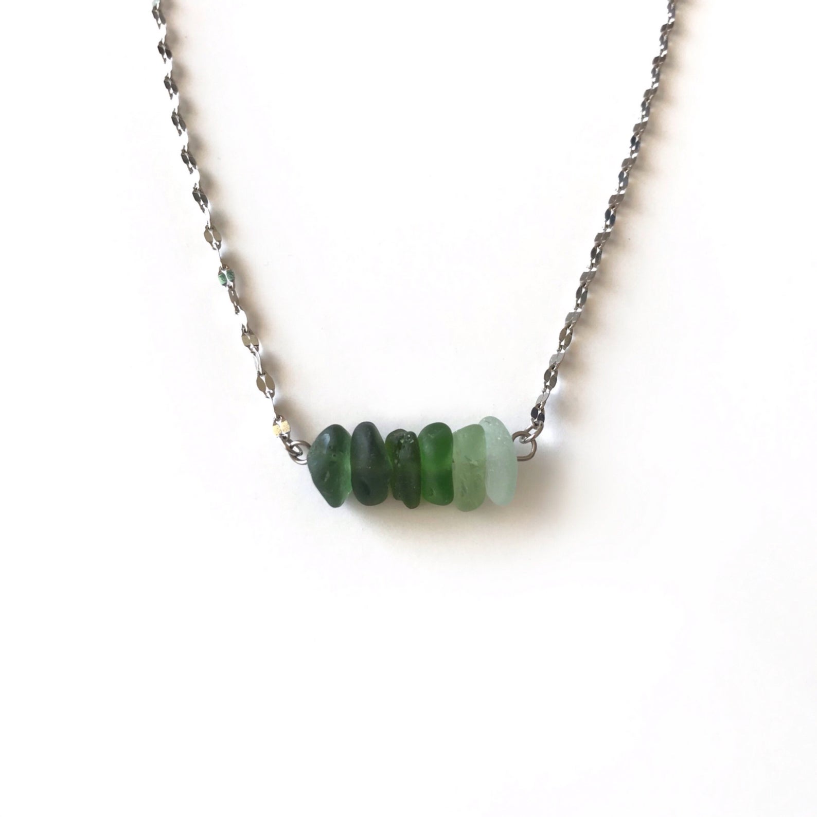 Collier RIVAGE Vert en verre de mer recyclé 6