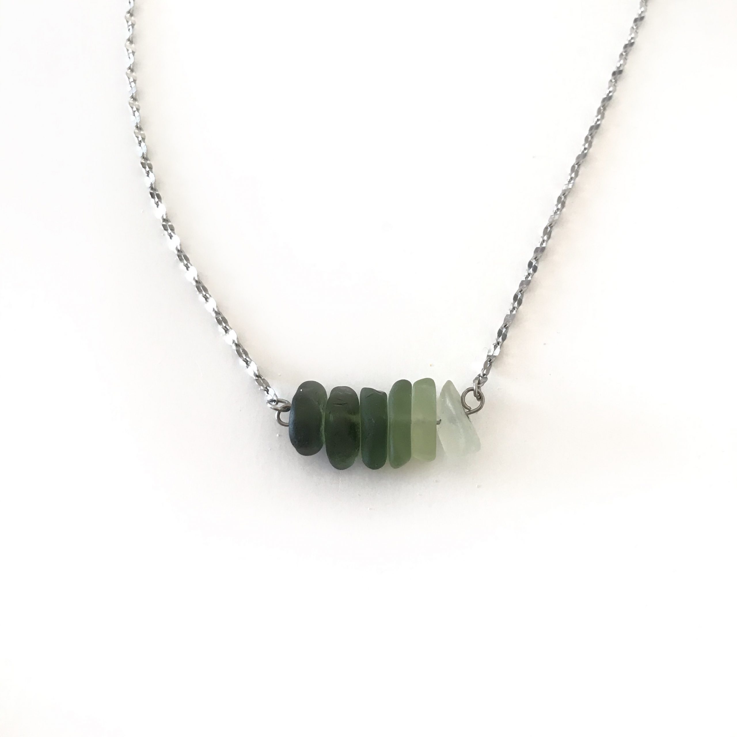 Collier RIVAGE Vert en verre de mer recyclé 3