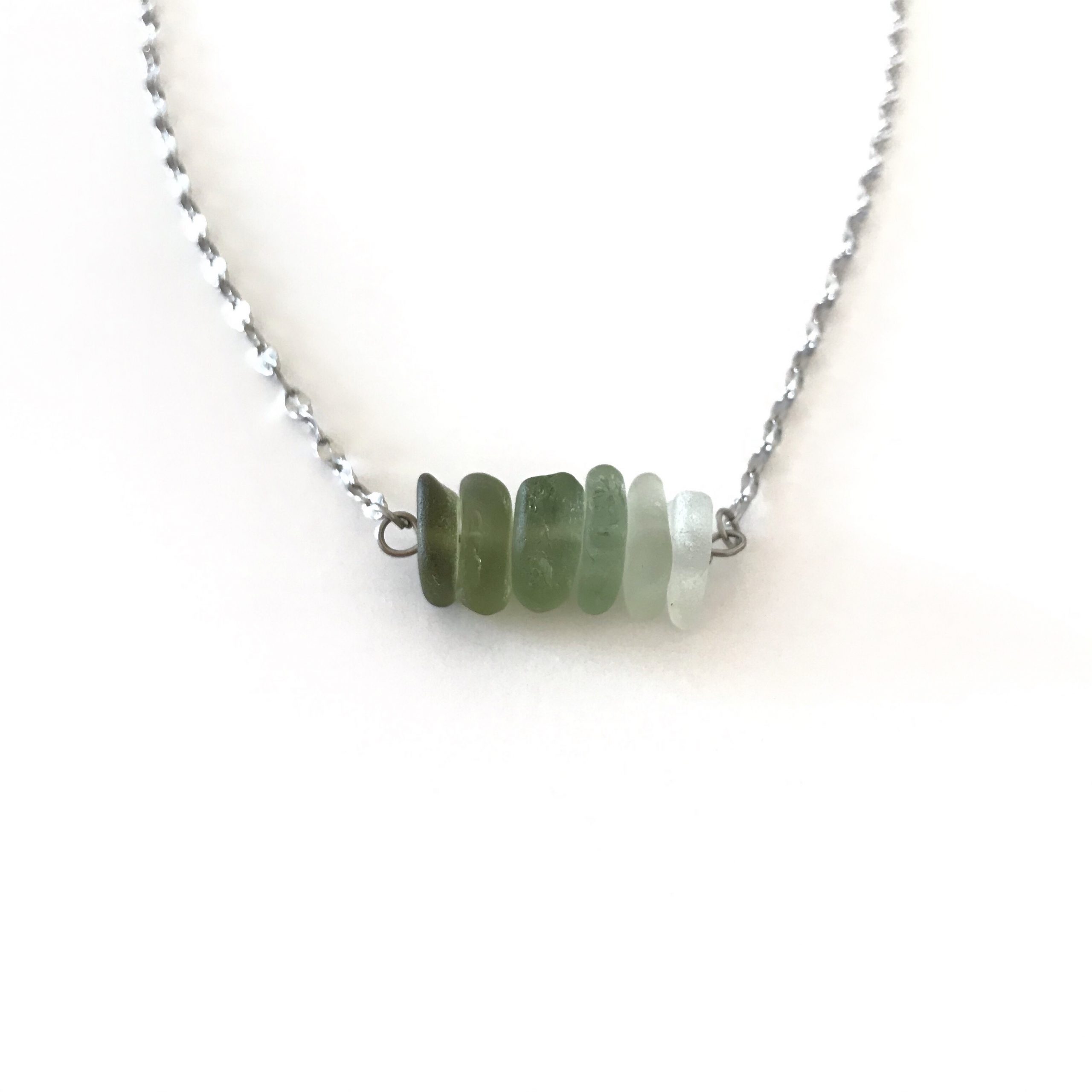 Collier RIVAGE Vert en verre de mer recyclé 2
