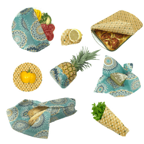 Kit Maxi/ Mandalas - 8 bee wraps réutilisables en cire d'abeille, 100% MADE IN FRANCE  2