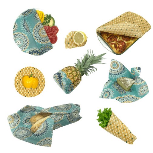 Kit Maxi/ Mandalas - 8 bee wraps réutilisables en cire d'abeille, 100% MADE IN FRANCE 