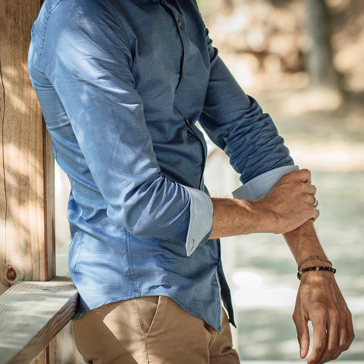 détails des manches de la chemise homme pituamarka en coton pima