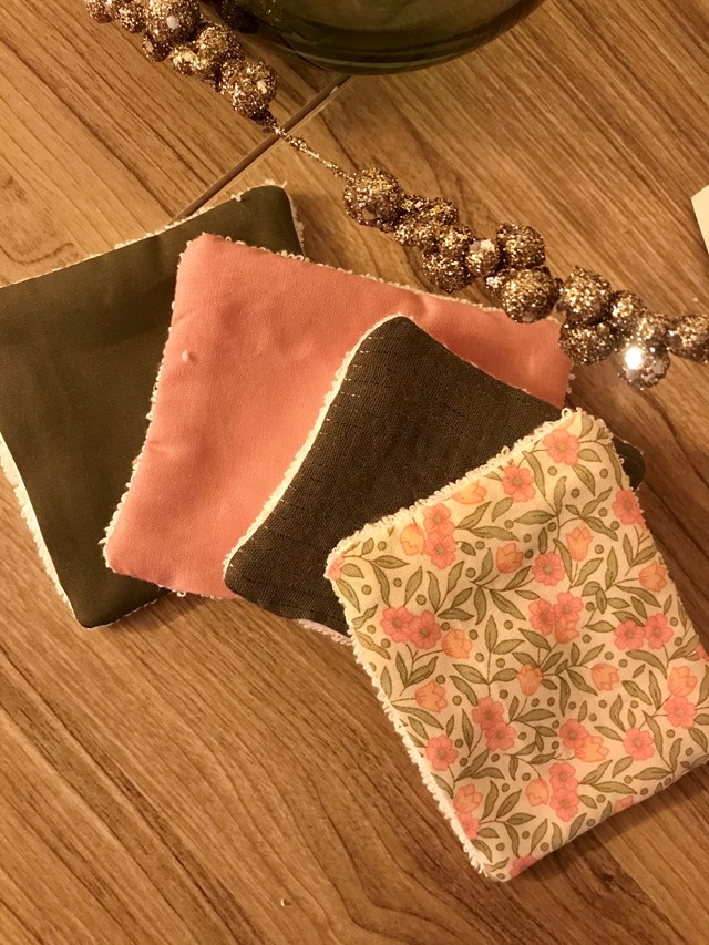 Lot de 4 cotons lavables - fleurs vintage  2