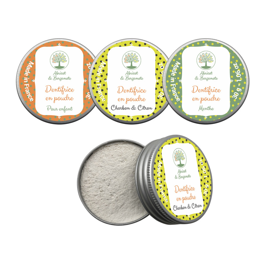 Dentifrice en poudre - Charbon / Menthe / Fraise (version enfant) 2