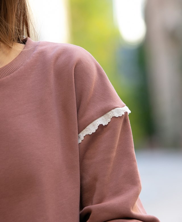 Sweat coloris vieux rose en coton biologique certifié GOTS - biodégradable