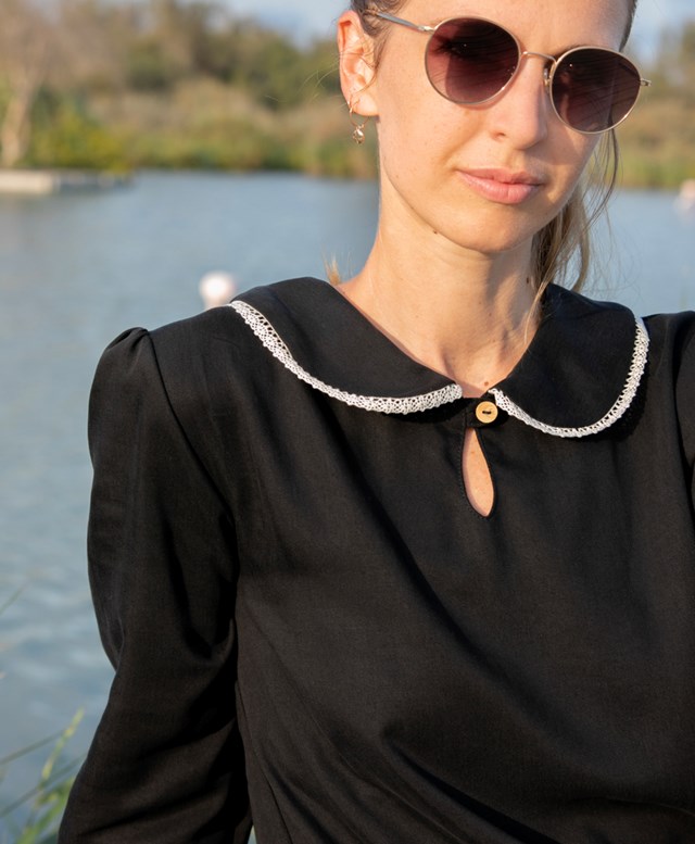 Robe col claudine dentelle 100% Tencel - éco-responsable sur mesure