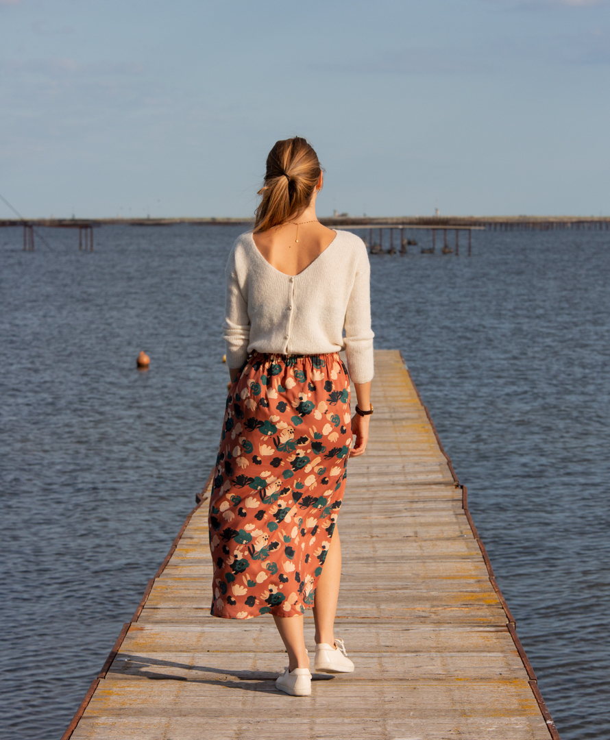 Jupe midi fendue imprimée 100% Viscose EcoVero