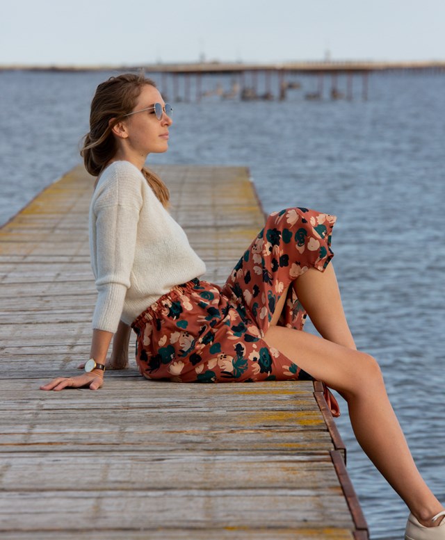 Jupe midi fendue imprimée 100% Viscose EcoVero fabriquée en France