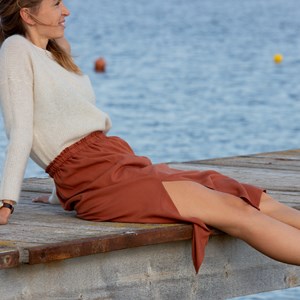 Jupe midi fendue unie 100% Viscose EcoVero - Mélanie 