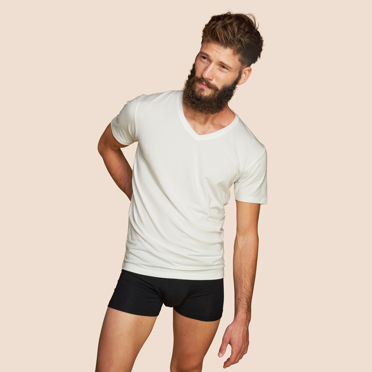 Tricot de peau hommes blanc crème