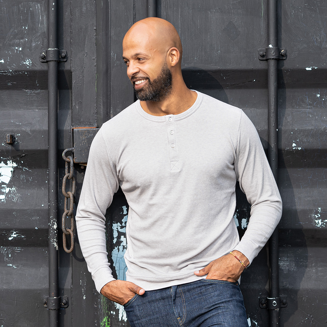 Henley hommes gris clair