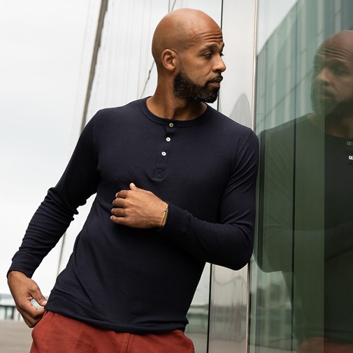 Henley Tencel & laine mérinos bleu marine