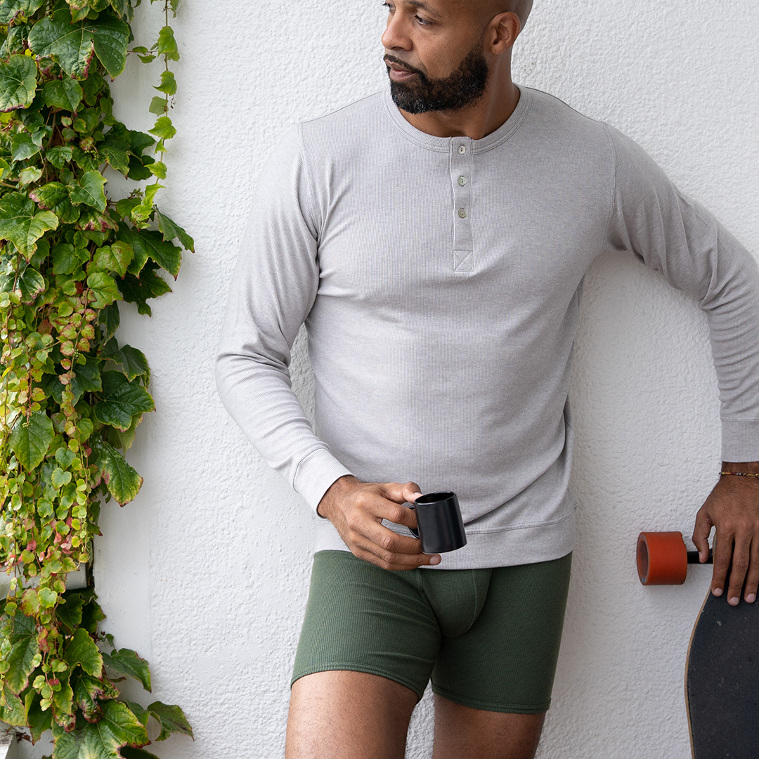 Boxer tencel laine mérinos vert kaki