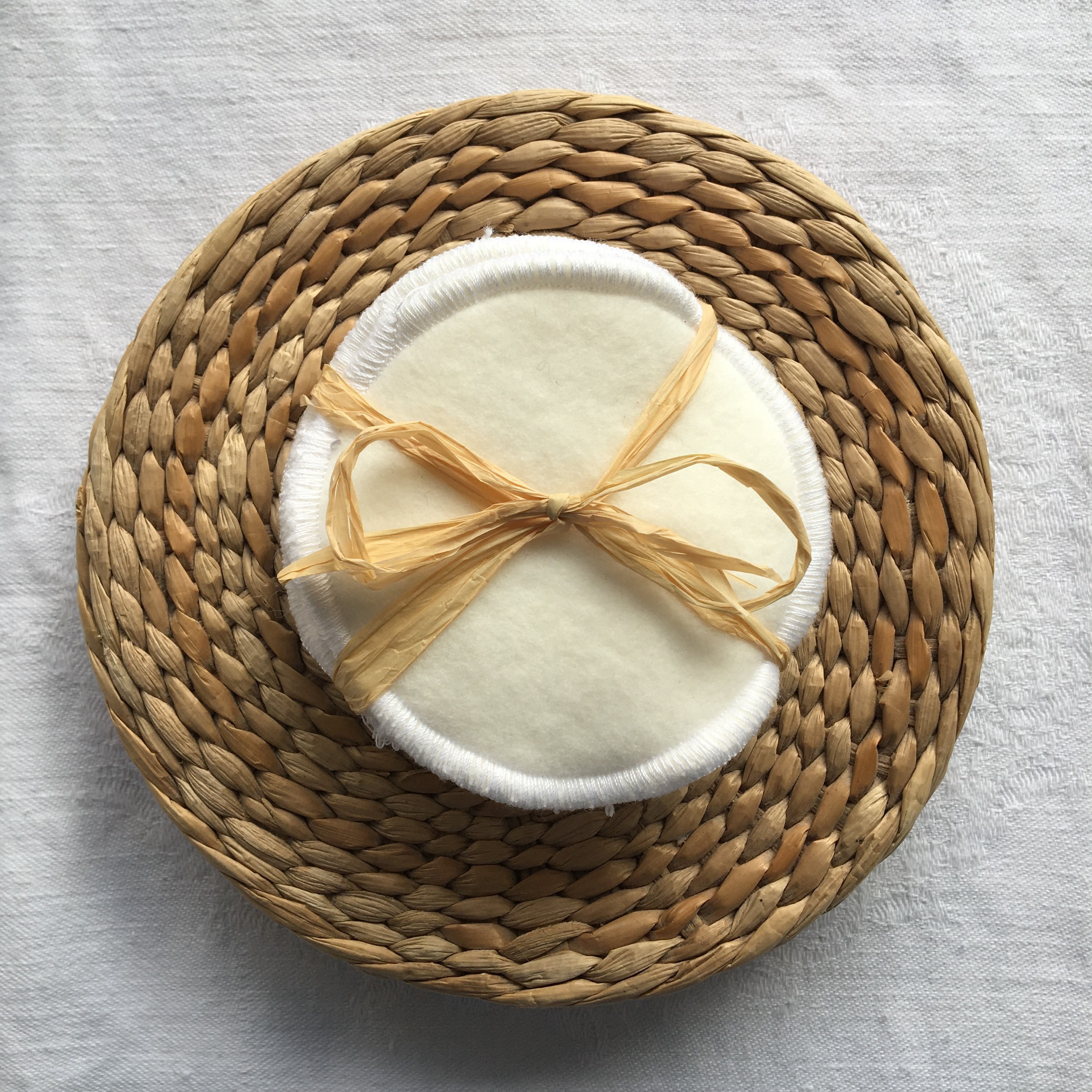 Lot de 5 lingettes-disques blanc double-face éponge et polaire de coton bio / Délicatesse 3