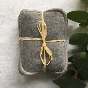 Lot de 3 lingettes grises double-face éponge et polaire de coton bio / Tendresse