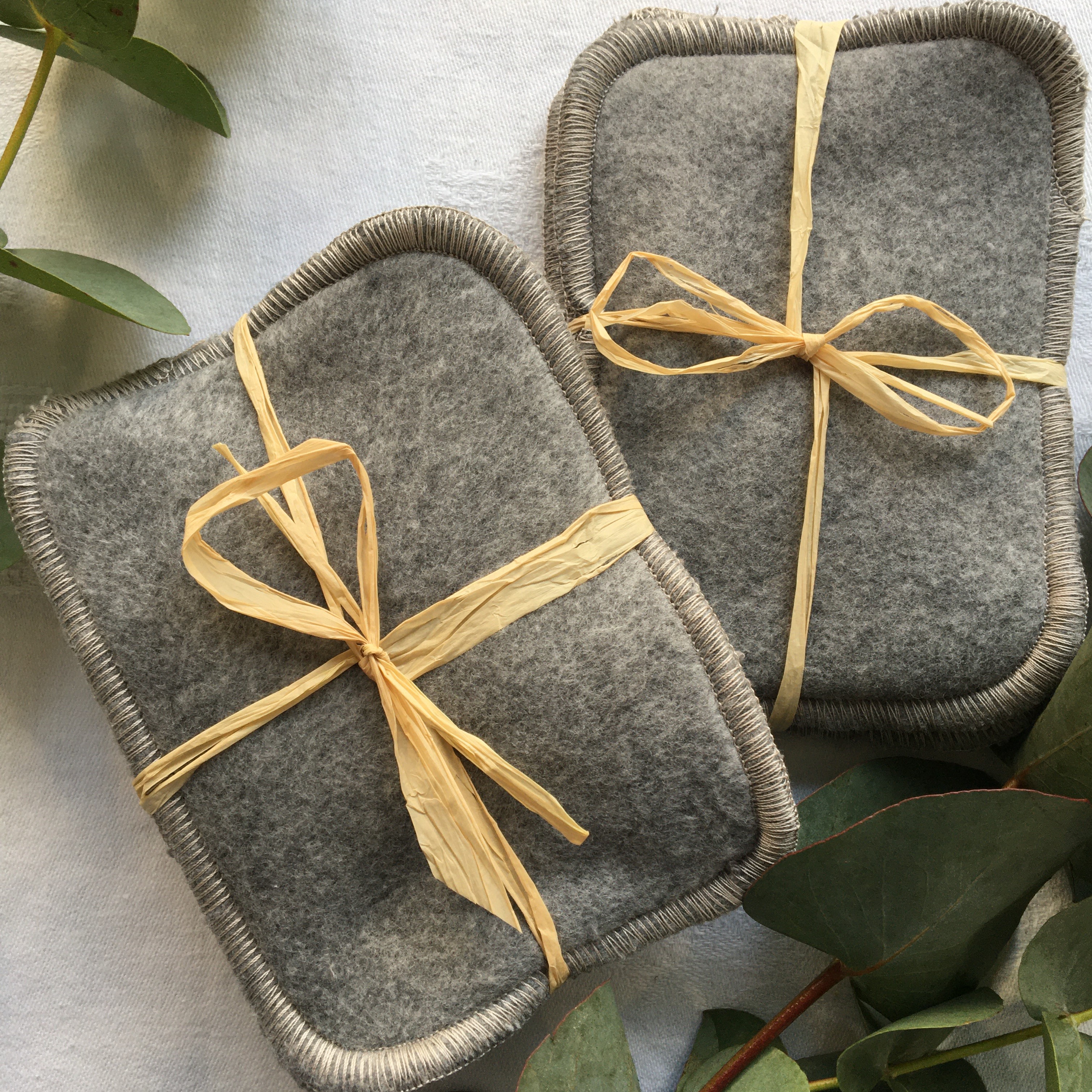 Lot de 3 lingettes grises double-face éponge et polaire de coton bio / Tendresse 3