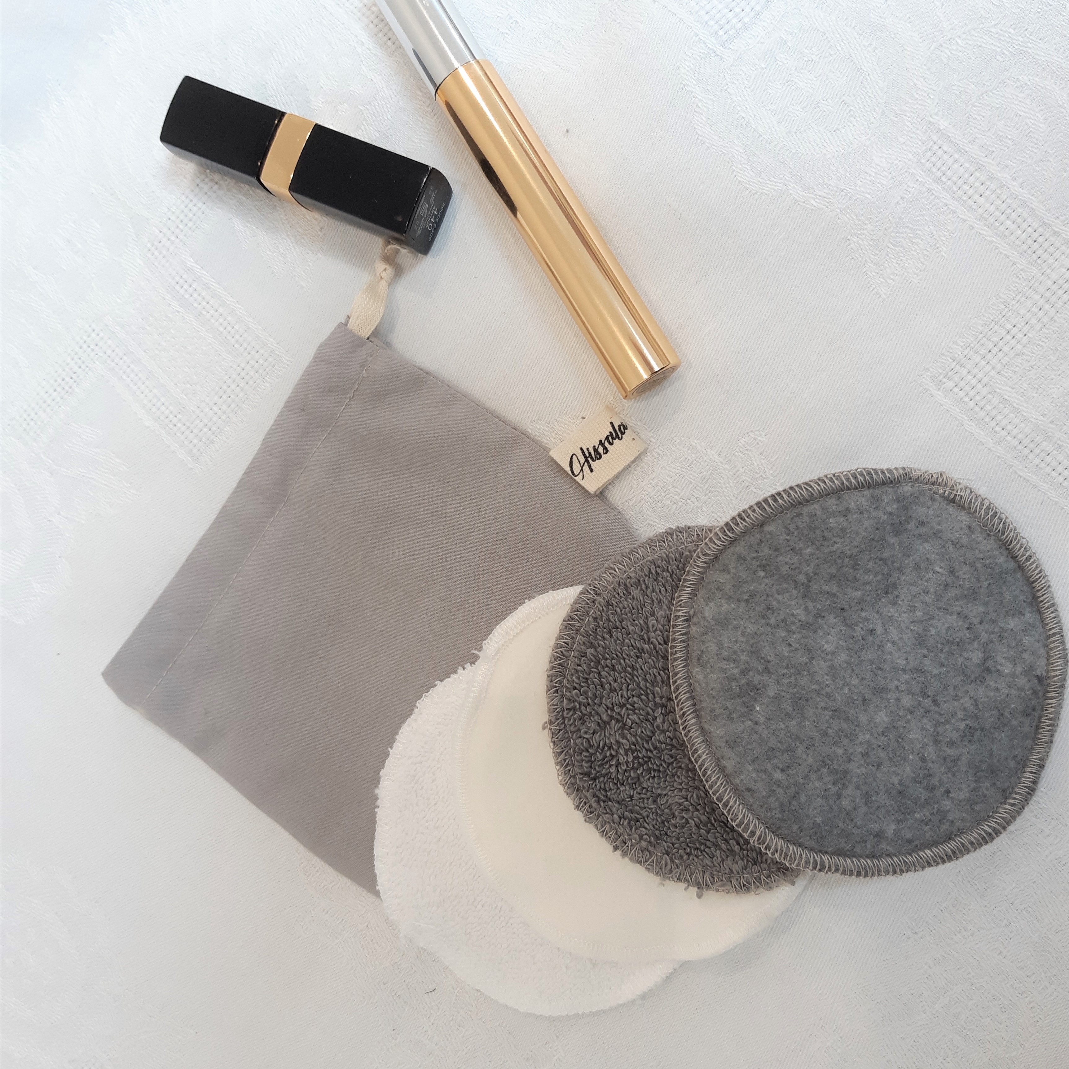 Pochons de 4 lingettes-disques blancs et gris - Précieuse découverte MINI 3