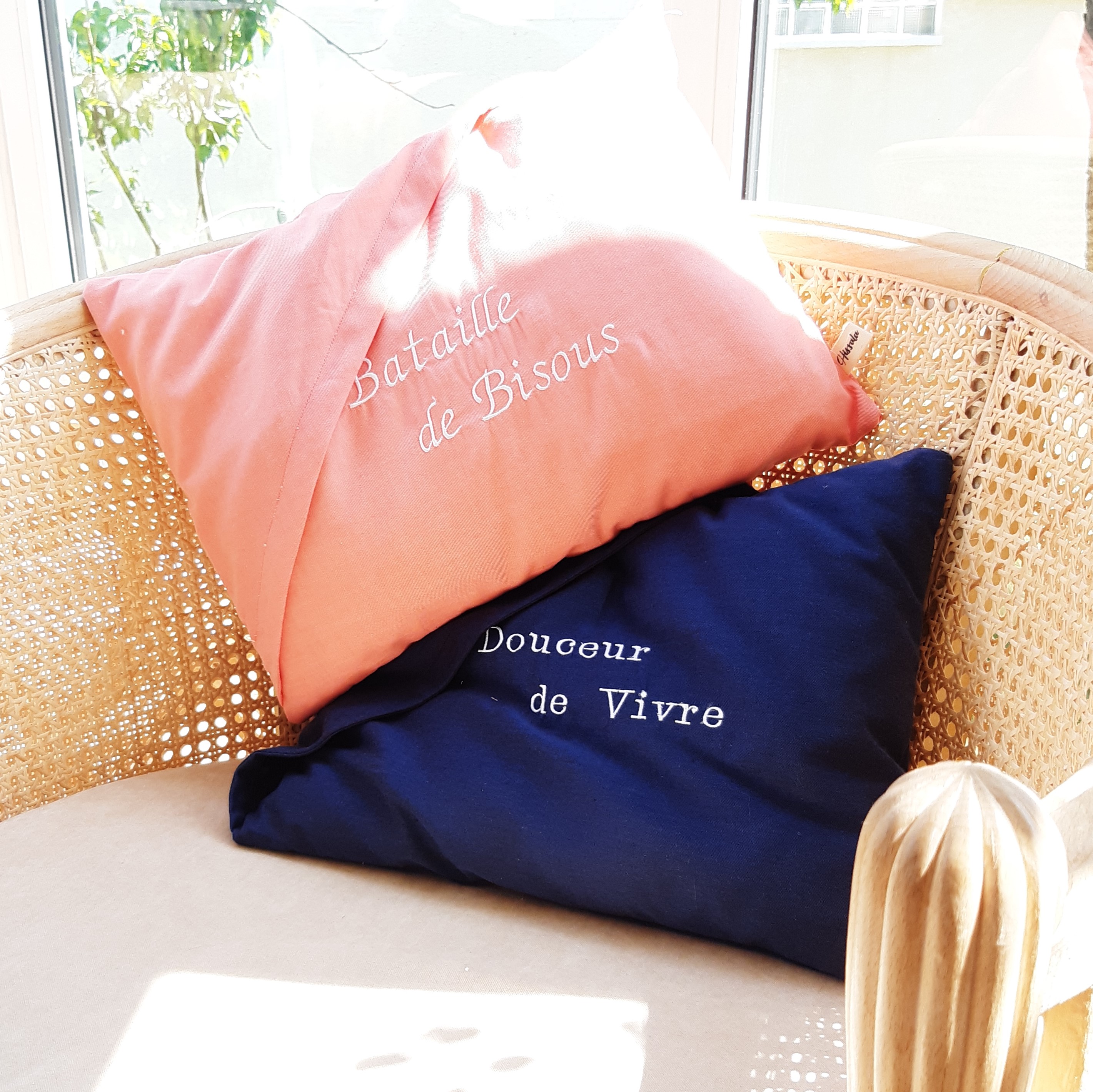 Coussin et taie à personnaliser en coton bio / Rêve d'Evasion 8