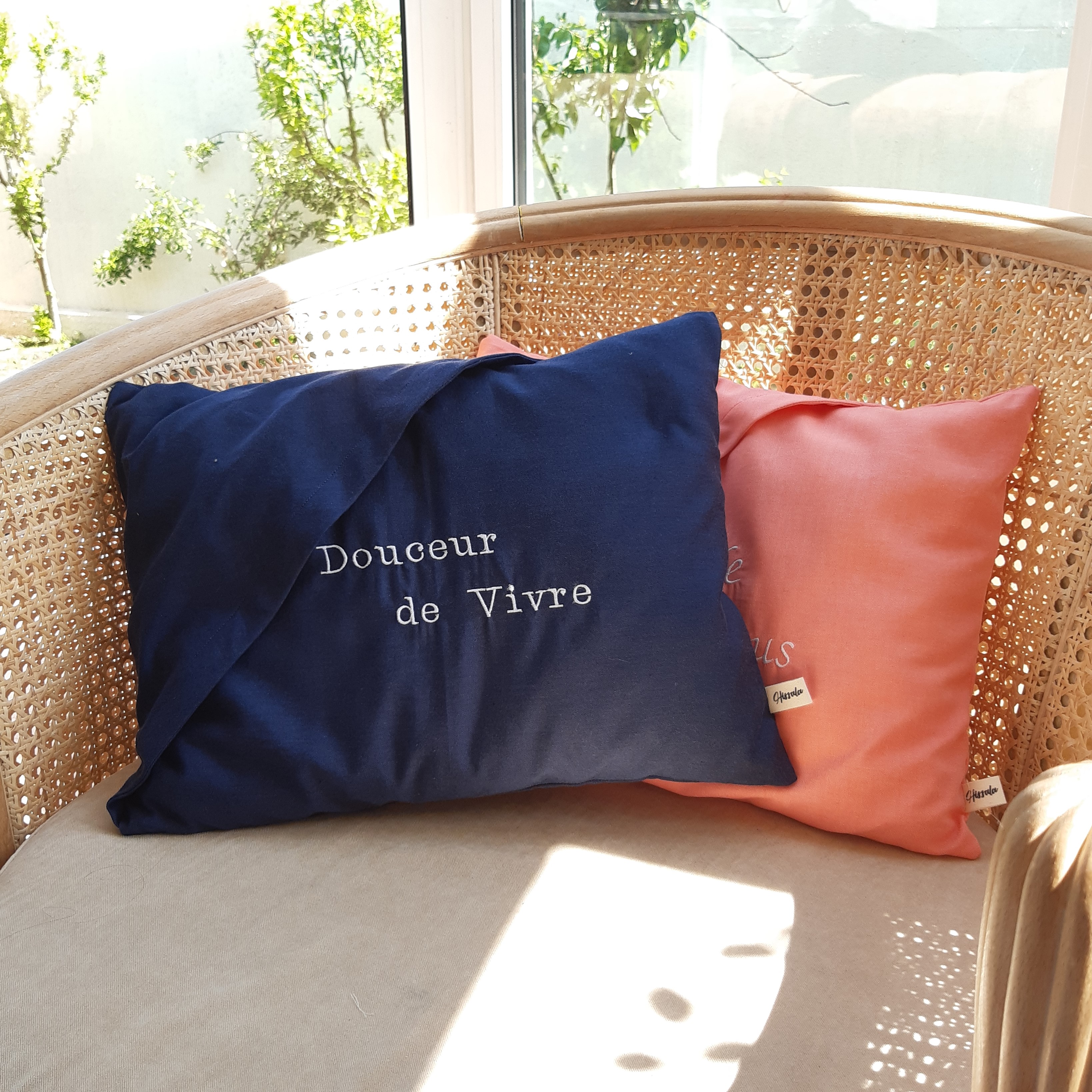 Coussin et taie à personnaliser en coton bio / Rêve d'Evasion 7