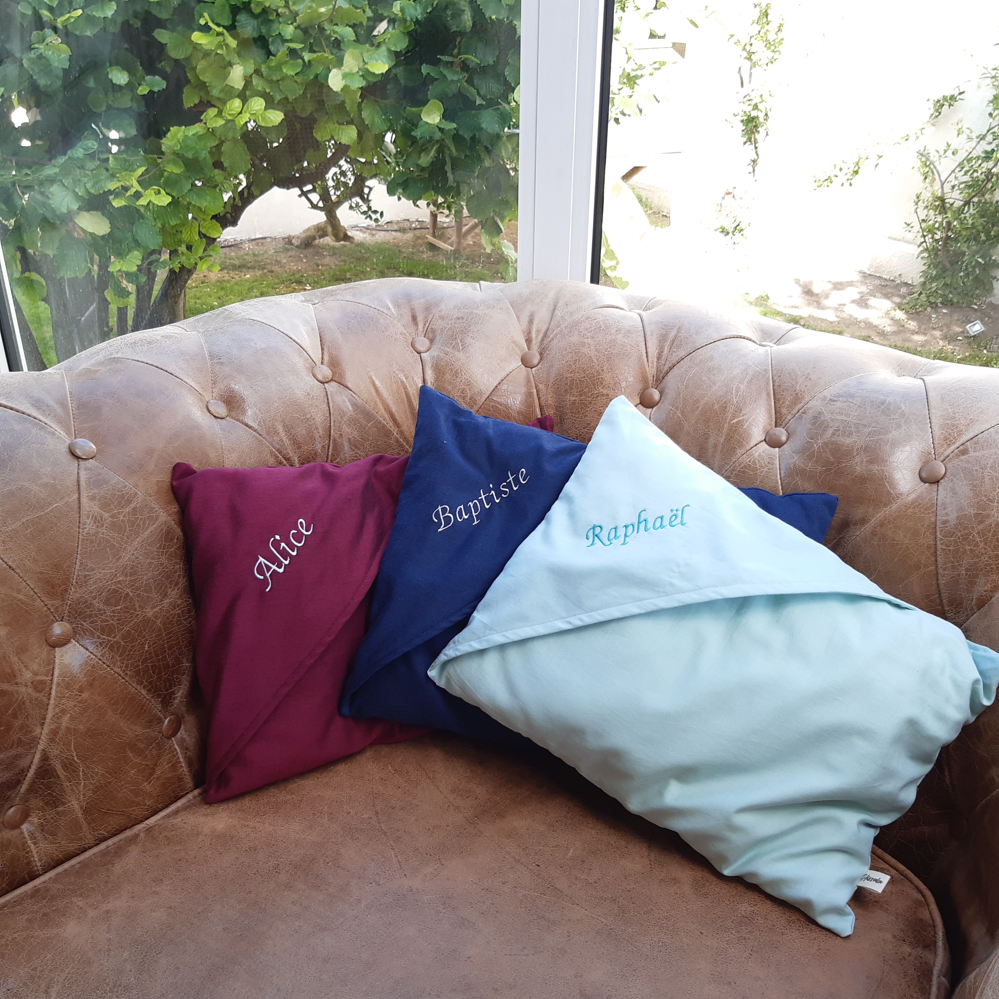 Coussin et taie à personnaliser en coton bio / Rêve d'Evasion 3