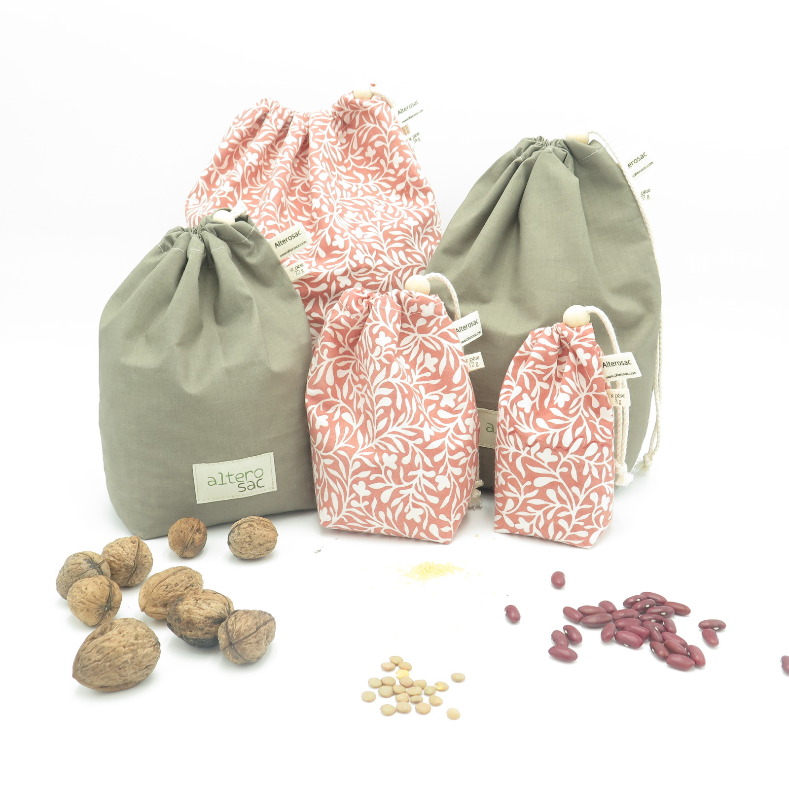 Lot de 5 sacs à vrac en coton bio 2