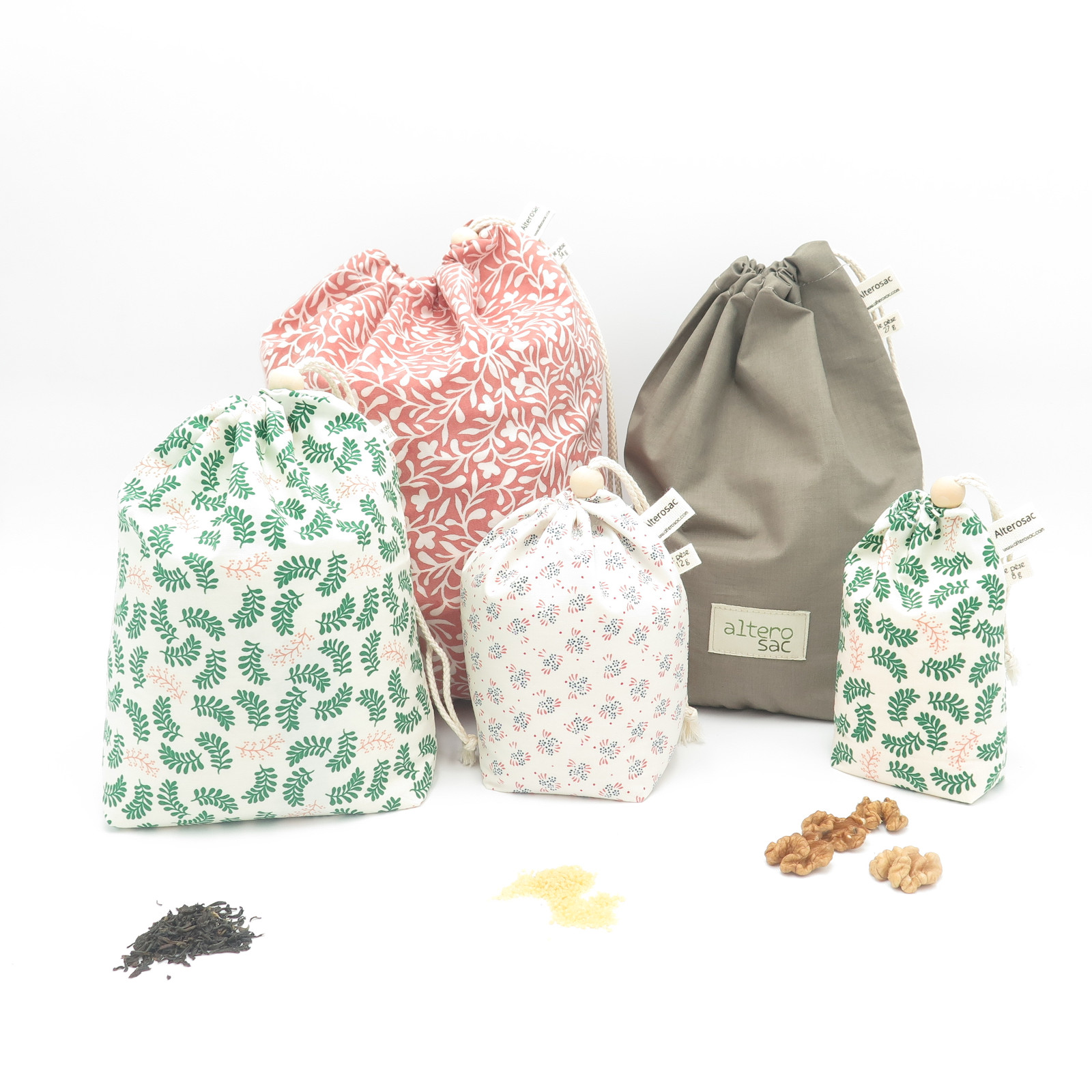 Lot de 5 sacs à vrac en coton bio 3