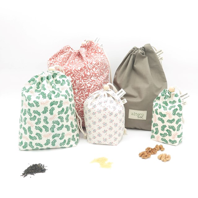 Lot de 5 sacs à vrac en coton bio 3