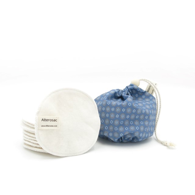 10 cotons démaquillants bio lavables et réutilisables avec distributeur à coton 5