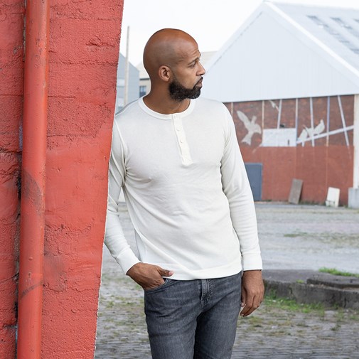 Henley Tencel & laine mérinos blanc écru