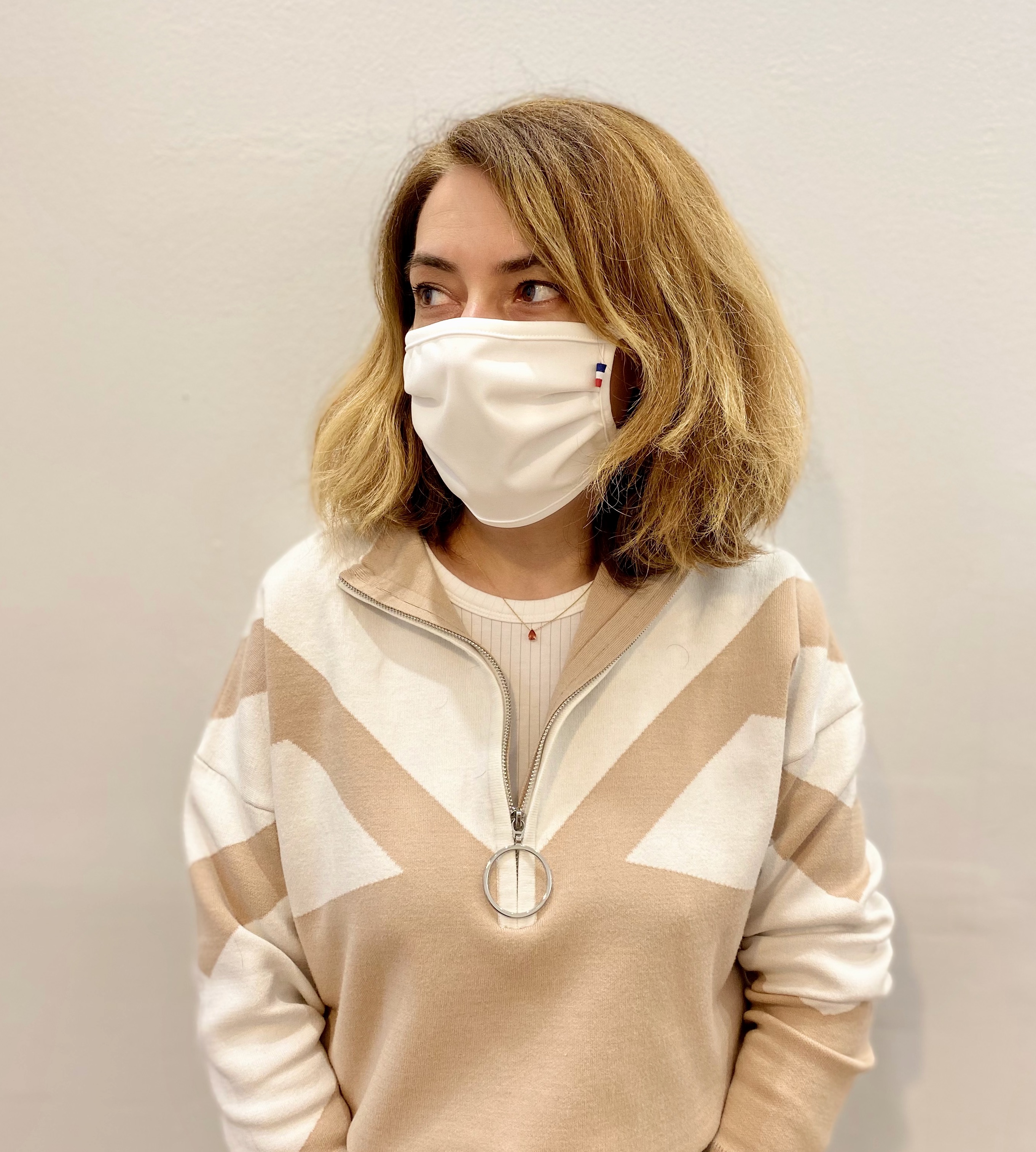 Lot de masques écru taille adulte, fabrication française- Attestés cat.1 DGA // 100 lavages 2