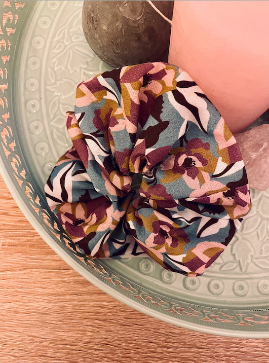 CHOUCHOU fleurs mauve/canard 4