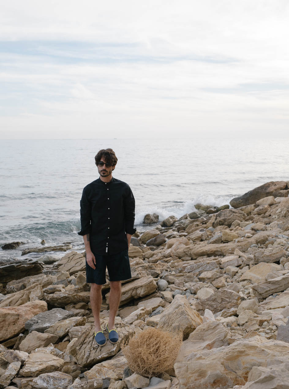 espadrilles recyclées bleu et jaune de devant