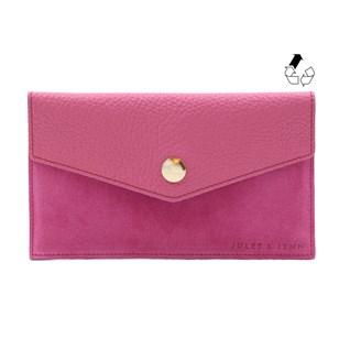 Pochette enveloppe cuir upcyclé rose