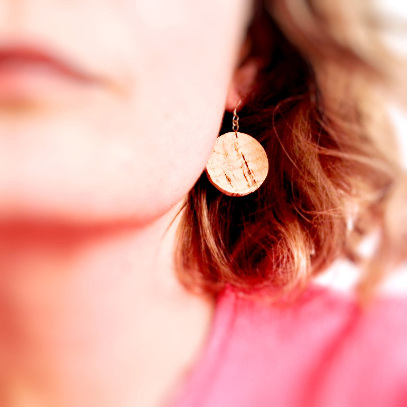 Boucles d'oreille en liège recyclé fabriqué en France