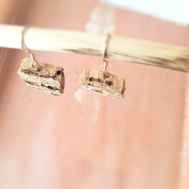 Boucles d'oreille éthique en liège fabriqué en France
