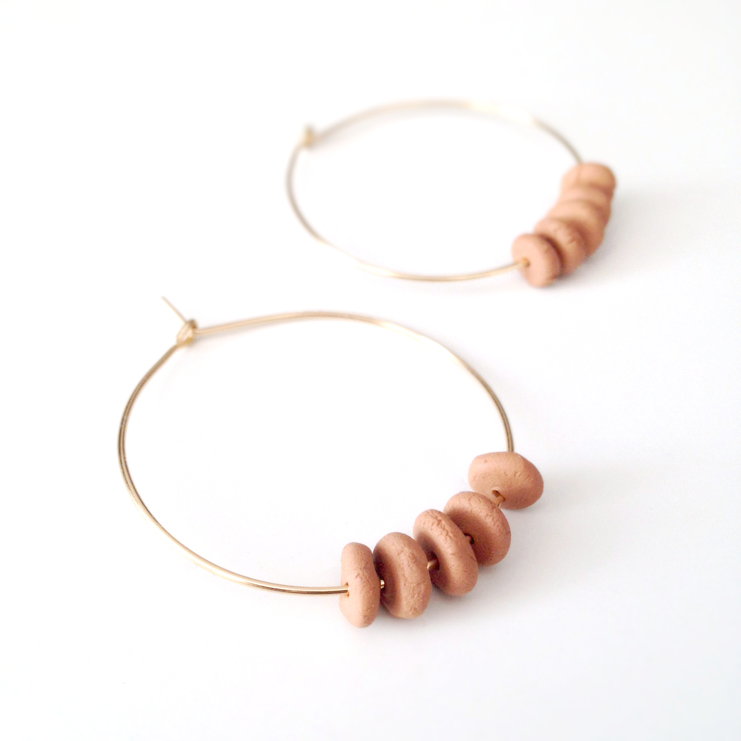 Créoles perles d'argile terracotta fait main