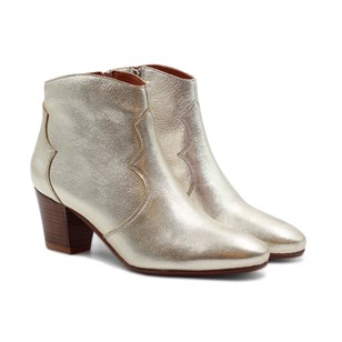 Bottines cowboy cuir métallisé doré