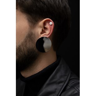 Paire de boucles d'oreilles Circle asymétrique large et mini - Argent