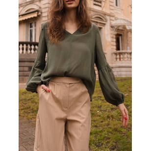 Blouse kaki - Coton / Polyester upcyclé - Chantilly