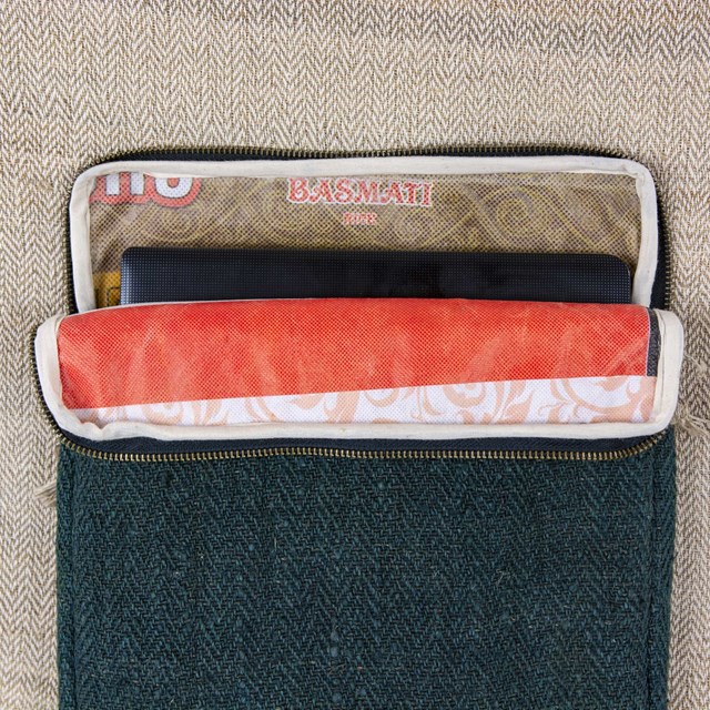 Pochette ordinateur en chanvre & matières upcyclées - Forêt 3