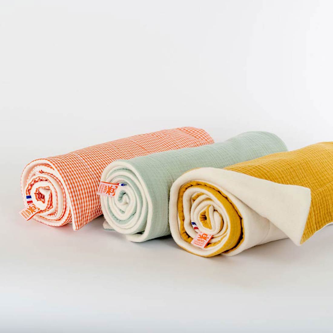 Couverture en Coton Bio Rex Vert et Blanc 2