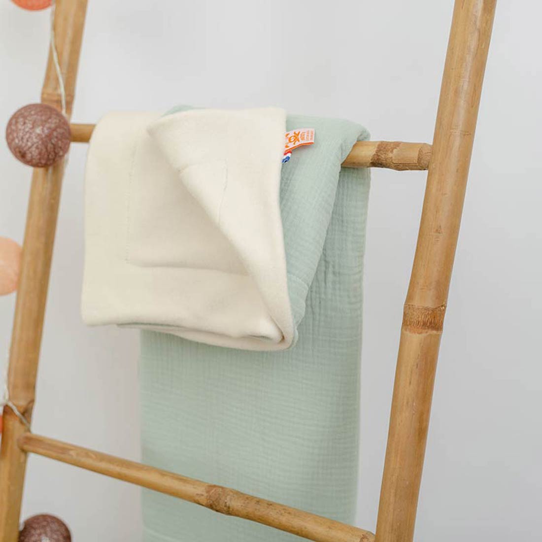 Couverture en Coton Bio Rex Vert et Blanc 6