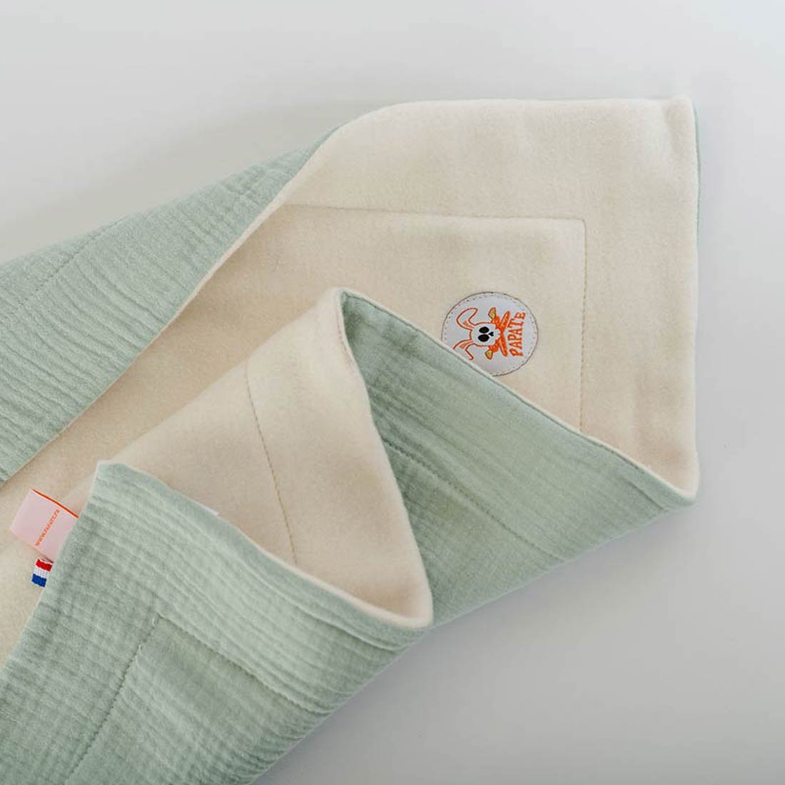 Couverture en Coton Bio Rex Vert et Blanc 3